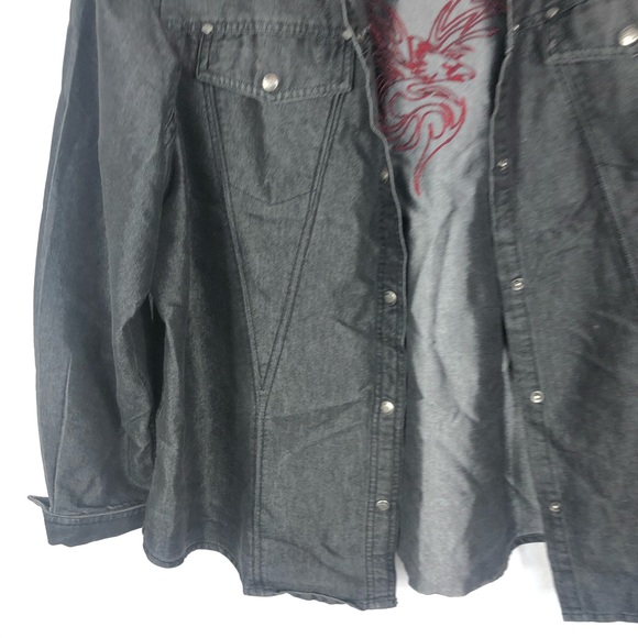 HARLEY-DAVIDSON embroidered button up top U26 - Picture 6 of 8